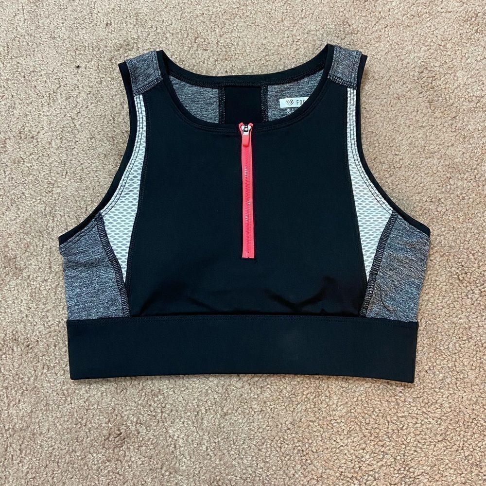 Forever 21 Gray Zip Up Sports Bra